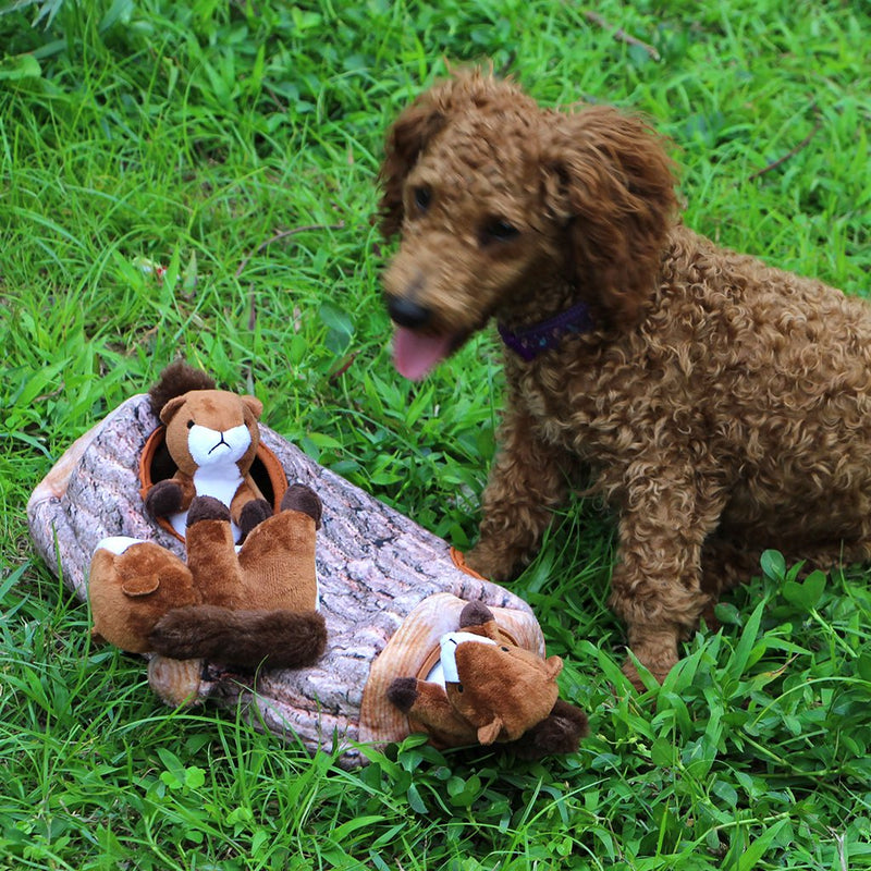 IFOYO Squeak Dog Toys, Large Durable Squirrel Hide and Seek Puzzle Plush Dog Toys for Medium/Small Dogs, Pets, Halloween Christmas Dog Toy - PawsPlanet Australia