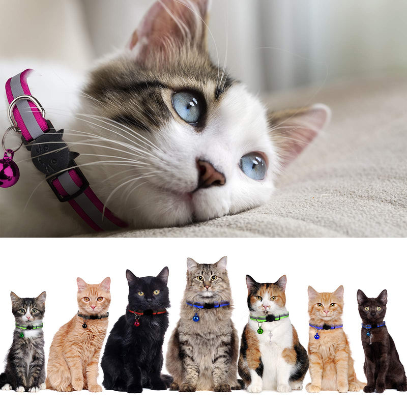 Aodaer 6 Pack Cat Collar Pet Collars Mixed Colors Safety Release Cat Collars Reflective Cat Collars with Bells and Safety Quick Release Buckle with 6 Pack Anti-lost Tags for Cats or Small Dogs 6 PCS+6 ID tags - PawsPlanet Australia