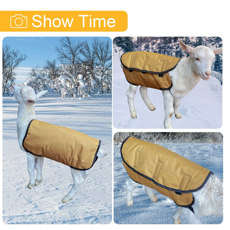Basic Lamb Blanket Coat for Goat - 2 Pcs of Sheep and Goat Blanket - Keep Goat Warm , Soft Lamb Goat Blankets Warm Clothes Comfortable Freezing Resistance Cold Proof Oxford Cloth (Brown Yellow) Brown Yellow - PawsPlanet Australia