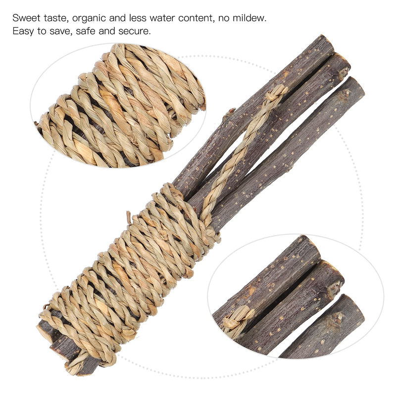 ViaGasaFamido 5PCS Pet Chewing Sticks, Pet Wooden Sticks Grass Rope Toy Applewood Biting Teeth Cleaner Grinding Toy for Parrot Rabbit Hamster Small Animals - PawsPlanet Australia