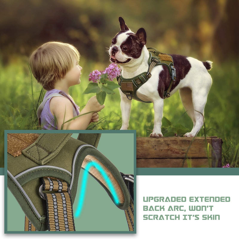 BUMBIN Tactical Dog Harness for Small Dogs No Pull, Famous TIK Tok No Pull Puppy Harness, Fit Smart Reflective Pet Walking Harness for Training, Adjustable Dog Vest Harness with Handle Green S S(Nest 14"-18", Chest 15"-25") Army Green - PawsPlanet Australia