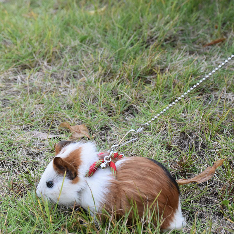 [Australia] - Wontee Adjustable Leash Harness with Bell for Rat Mouse Squirrel Sugar Glider Guinea Pig Walking Training Red 