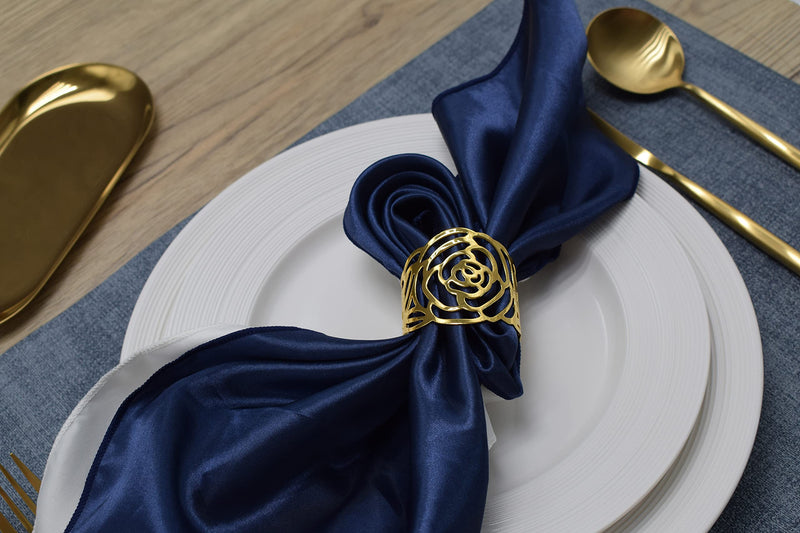 Trslonel Napkin Rings Set of 6, Gold Napkin Rings Round Napkin Holders for Dinner, Birthday, Party, Wedding Banquet, Christmas Table Decoration, Home Decoration Napkin Ring (Golden Rose, 6pcs) Golden Rose - PawsPlanet Australia