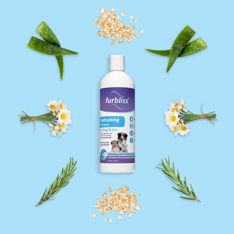 [Australia] - Furbliss Dog & Cat Shampoo with Essential Oils, Leaves No Wet Dog Smell, Cleans and Deodorizers Coat, Tear Free Smelly Dog Relief Refreshing Scent (16oz) 