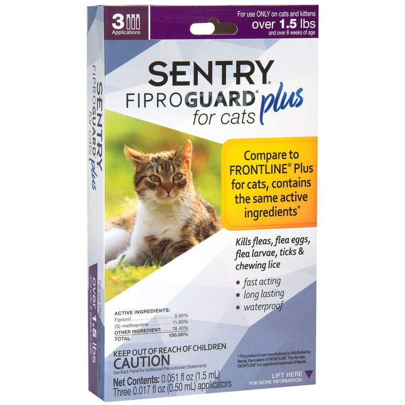 [Australia] - Sentry Fiproguard Plus for Cats, Squeeze-On 1.5 Pounds and over 3-Count 