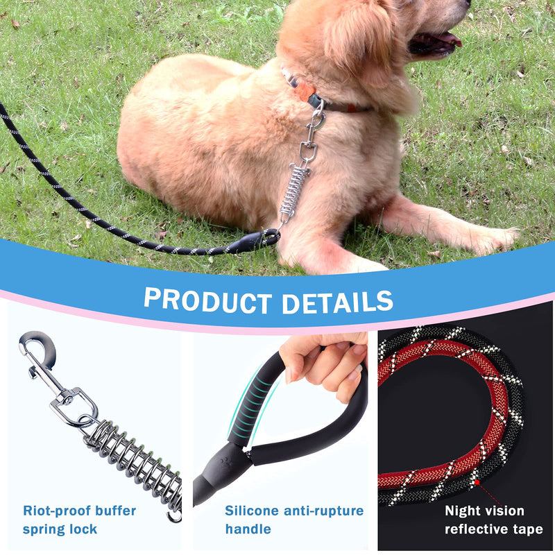 Godya Rope Dog Leash with Comfortable Padded Silicone Handle for Medium and Large Dogs, Strong Reflective Thread, 5 FT Rope Dog Leash Red - PawsPlanet Australia