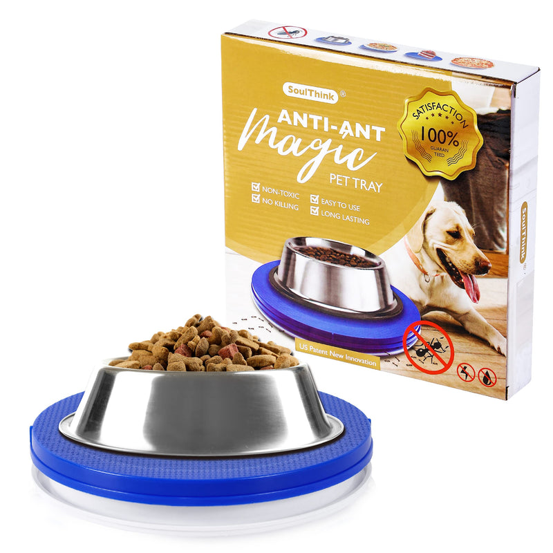 SoulThink Ant Proof Cat Dog Bowl Tray - 2022 New Innovation Anti Ant Pet Food Dish Indoor No Chemical No Water Needed Different from Traditional Ant Trap - PawsPlanet Australia