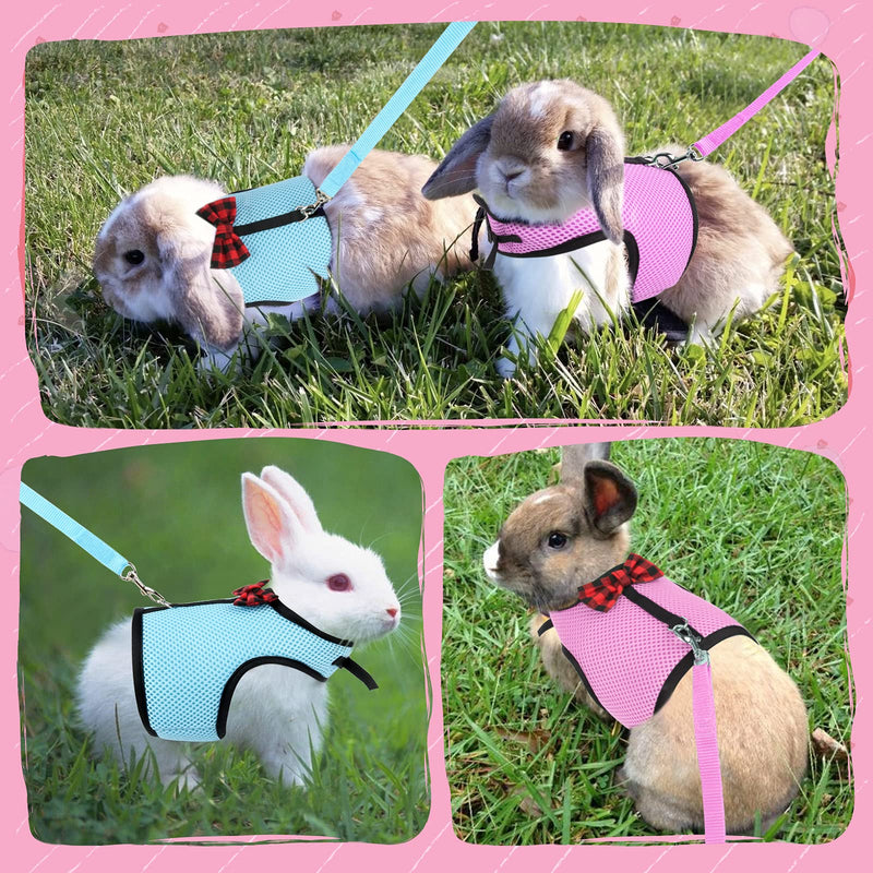 YUEPET 2 Pieces Rabbit Harness and Leash Adjustable Soft Leash No Pull Comfortable Vest Breathable Mesh Harness for Bunny Rabbits Walking Small(Pack of 2) - PawsPlanet Australia