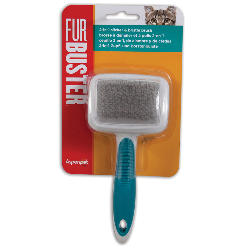 [Australia] - Petmate Furbuster Cat 2-in-1 Slicker and Bristle Brush, Vibrant Plum 