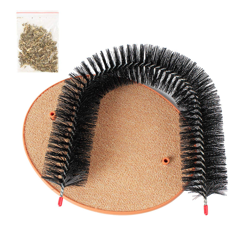 Cat Arch Self Grooming Cat Scratcher Massaging Toy Cat Kitten Self Groomer Massager Hair Combing Brush Removing Loose Fur Trimming Brush with Base Black - PawsPlanet Australia