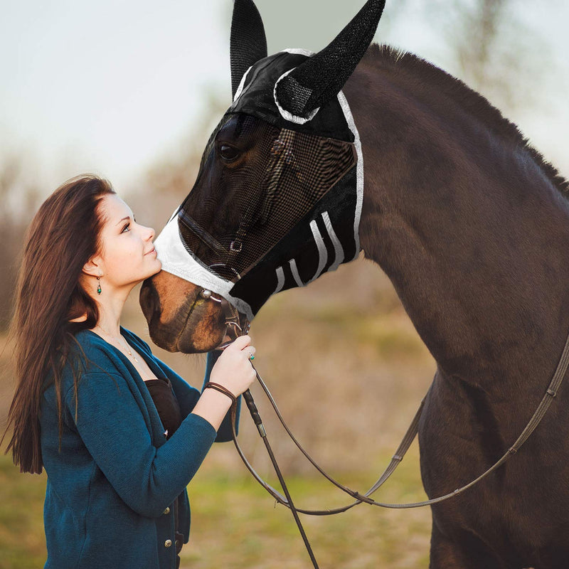 Geyoga Horse Fly Face Cover with Ears Fly Face Cover for Horses Cover Ears Nose, Around Barn, Stable, Pasture, Trail Riding Sun Protection and Styles - PawsPlanet Australia