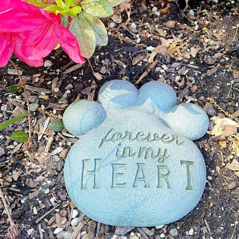 AuldHome Paw Print Memorial Stone; Pet Dog Bereavement Gift Yard Decor - PawsPlanet Australia