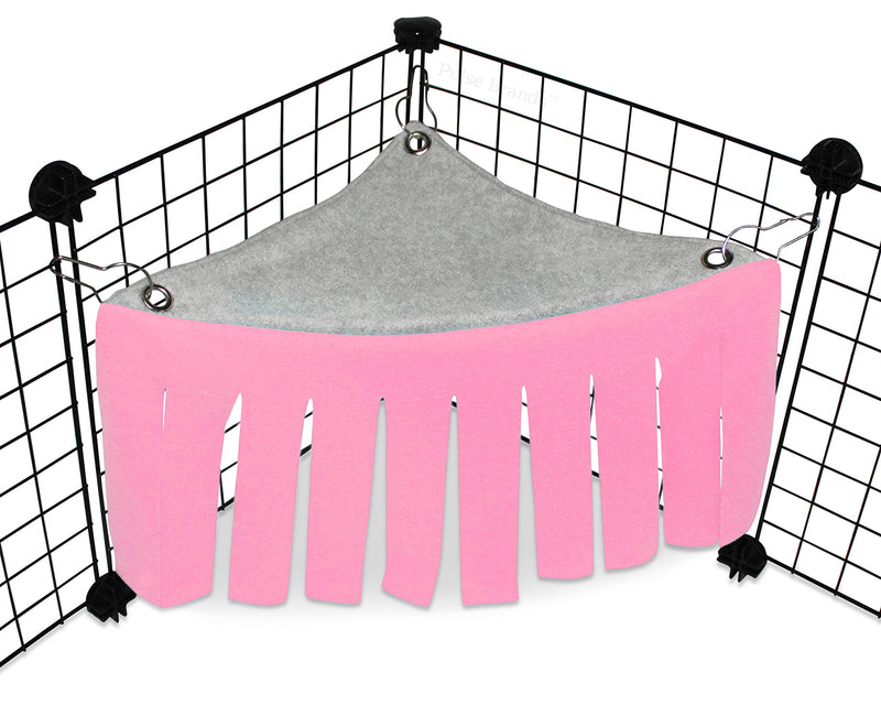 [Australia] - Corner Fleece Forest Hideout for Guinea Pigs, Ferrets, Chinchillas, Hedgehogs, Dwarf Rabbits and Other Small Pets - Accessories and Toys Pink/Gray 