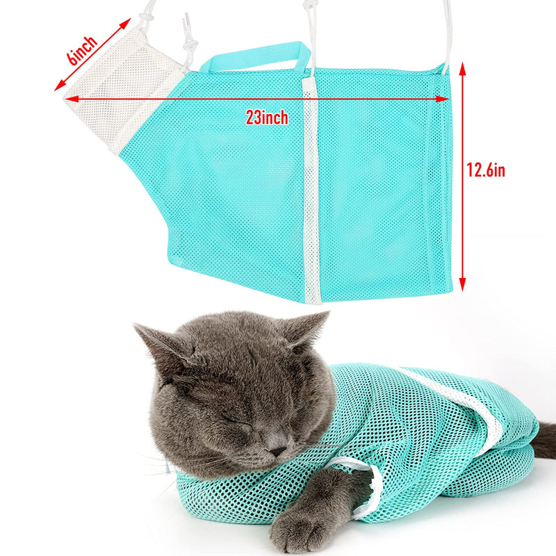 3 Pieces Cat Bathing Bag Cat Shower Net Bag with Cat Shell Comb, Anti-Bite Anti-Scratch Adjustable Breathable Mesh Grooming Carrier Bag for Pets, Bathing, Nail Trimming, Feeding Medicine, Ear Clean… - PawsPlanet Australia