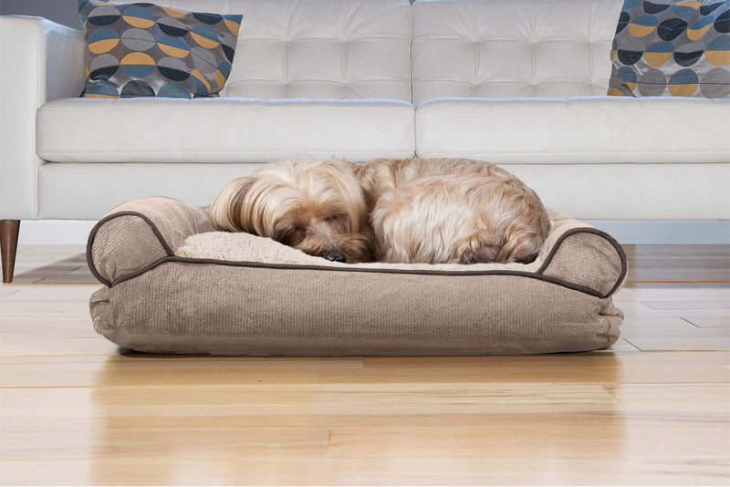 Furhaven Pet - Traditional Sofa-Style Refillable Dog Pillow Bed for Dogs & Cats - Multiple Styles, Sizes, & Colors Small Chenille Cream - PawsPlanet Australia