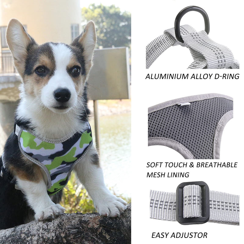 SUNNEKO Dog Harness and Leash Set for Small Medium Dog Cat No Pull Adjustable Soft Comfortable Mesh Chest Harness Puppy Reflective Step-in Safety Vest for Outdoor Walking Training (S(Harness)) S(Harness) - PawsPlanet Australia