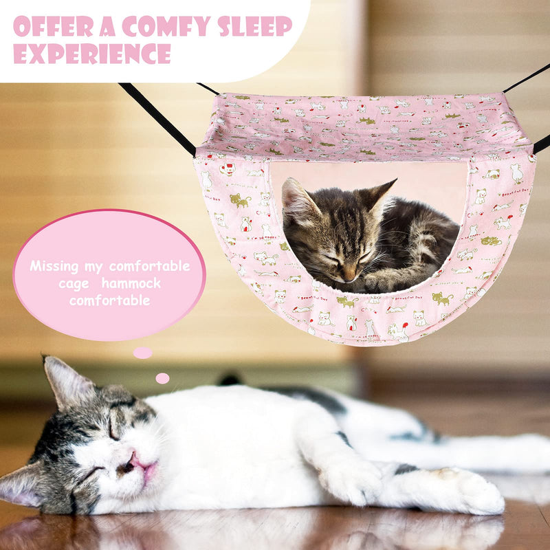 Cat Cage Hammock Pet Hanging Hammock Bed Double Layer Cage Pet Bed Adjustable Soft Cat Hanging Bed for Kitten Puppy Cats Dogs Small Pets Cat Pattern - PawsPlanet Australia