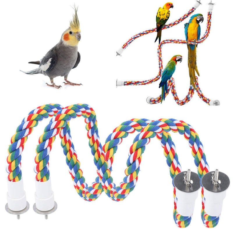 2Pcs Bird Chew Rope Brightly Colored Bird Perch Stand Cotton Bird Ladder Toys for Parrots Parakeets Perching Playing(60CM) 60CM - PawsPlanet Australia