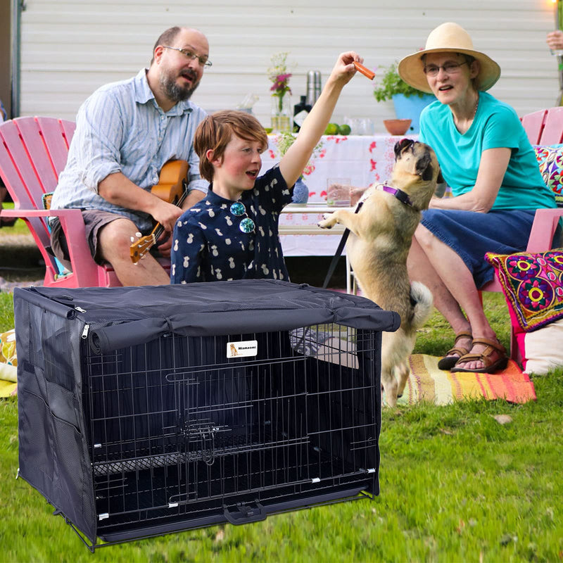 Dog Crate Cover Durable- Fits 24 30 36 42 48 Inches Wire Crate - Dog Kennel Cover for Medium and Large Dog - Heavy Duty Oxford Fabric with 1 2 3 Doors Rhombus Black-2 24 Inch - PawsPlanet Australia