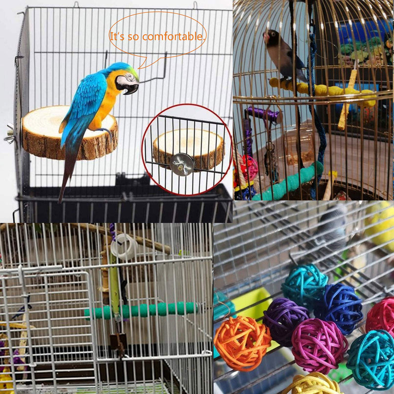Parrot Perch Stand 12PCS Wood Bird Perch Stand Platform Paw Grinding Rough-surfaced Parakeet Cage Accessories Exercise Toy for Budgies Conure Cockatiel Hamster (Random Color) - PawsPlanet Australia