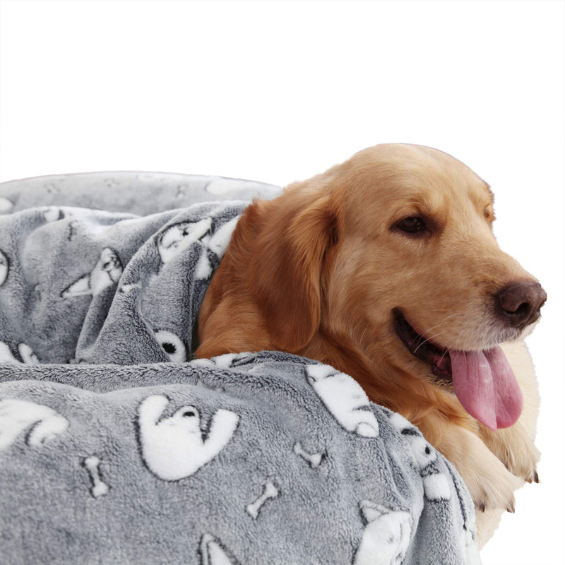 Patas Lague Extra Soft Flannel Cat/ Dog Blanket for Couch ,Plush Pet Throw Blanket with Cute Print Design (Grey, 24 x 32inch) Grey 24" x 32" - PawsPlanet Australia