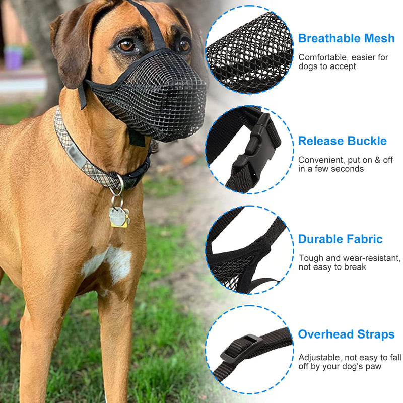 Delamiya 2 pieces muzzle for dogs, muzzle for medium dogs with rounded mesh, mesh dog muzzle, dog muzzle for small, medium and large dogs prevents biting, chewing and barking (L) - PawsPlanet Australia