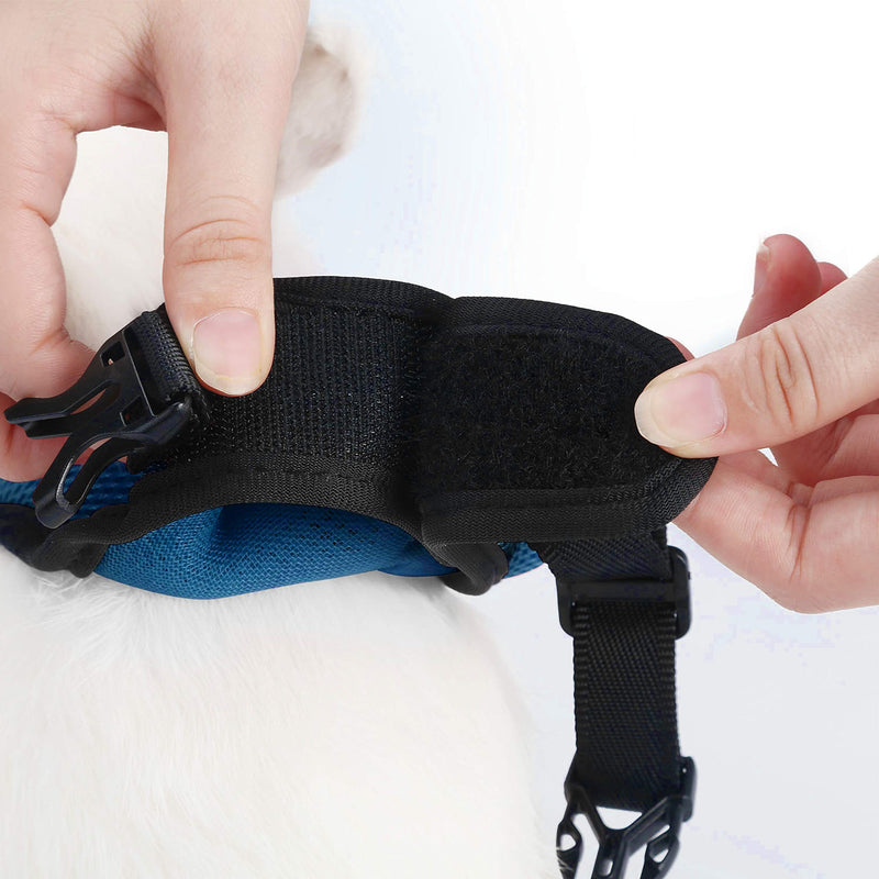 Pettom Bunny Rabbit Harness with Stretchy Leash Cute Adjustable Buckle Breathable Mesh Vest for Kitten Small Pets Walking S(Chest:10.8-12.9 in) Blue - PawsPlanet Australia