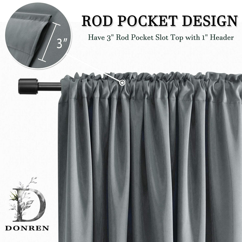 DONREN 30 Inch Length Gray Short Curtains for Bathroom - 2 Pack Blackout Thermal Insulating Small Curtain Tiers for Kids Room with Rod Pocket Top(Medium Grey,W 42 by L 30 Inches) 42" x 30" Medium Grey - PawsPlanet Australia