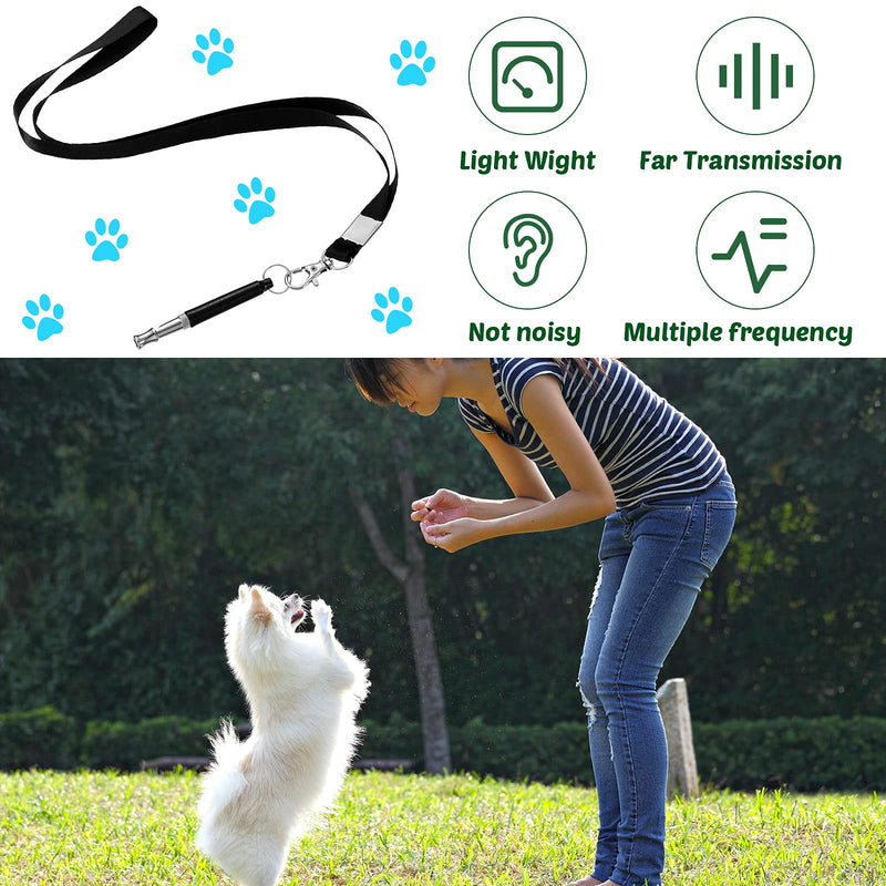 10 Pieces Dog Training Whistle Set Include 5 Pieces Stop Barking Dog Whistle Adjustable Ultrasonic Silent Dog Whistle and 5 Pieces Lanyards for Recall Training Field Black - PawsPlanet Australia