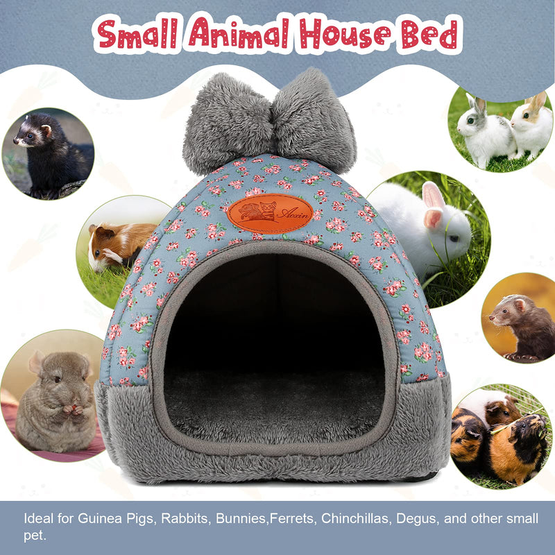 YUEPET Guinea Pig Bed Warm Bunny Cave Beds Cute Bowknot House Big Hideouts Cage Accessorie for Dwarf Rabbits Hamster Bunny Ferrets Rats Hedgehogs Chinchilla Blue - PawsPlanet Australia