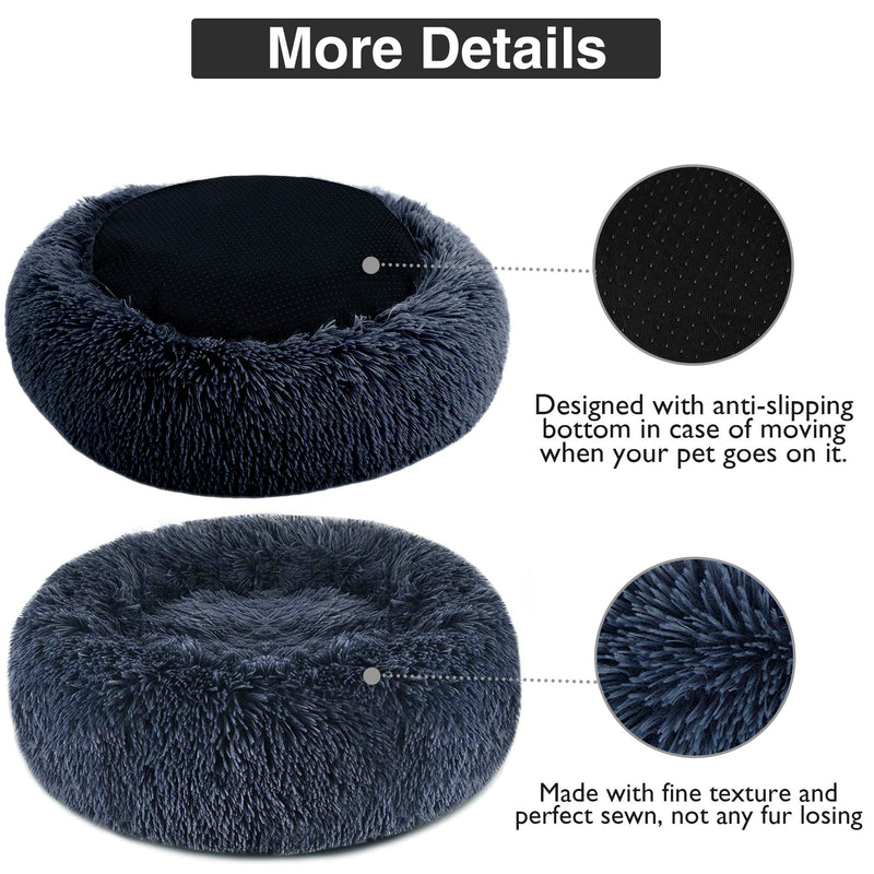 GORDITA Dog Bed for Medium Dogs Comfortable Donut Cuddler Round Dog Bed Anti-Slip Faux Fur Pet Bed Ultra Soft Pet Cushion Bed for Dog Cat Joint-Relief and Improved Sleep (24'' x 24'') Medium 24'' x 24'' Dark Gray - PawsPlanet Australia