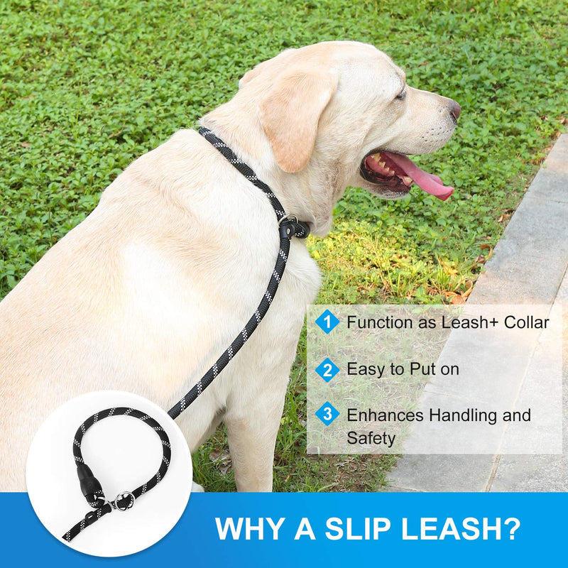 PetBro Dog Leash Heavy Duty Dog Rope Lead with Dog Waste Bag Dispenser Tangle-Free and High Reflective Threads Dog Training Leash for Walking and Training, Medium and Large Dogs, 5.9FT Loop-5.9FT - PawsPlanet Australia