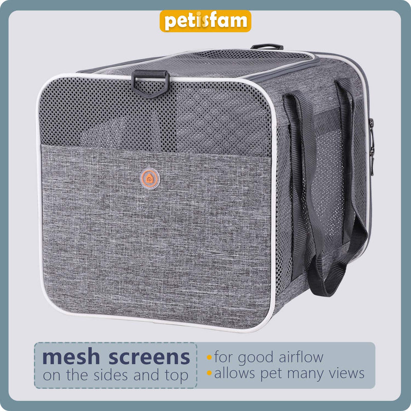 petisfam Top Load Cat Carrier with Privacy Zippered Flaps and Cozy Bed for Large, Medium Cats, 2 Kitties and Sensitive Cats L - PawsPlanet Australia