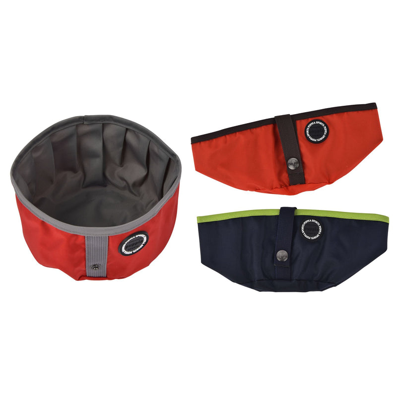 [Australia] - Puppia PLRA-PB9326-NY-FR Navy Trek Round Portable Bowl Pet-Bowls, One Size 