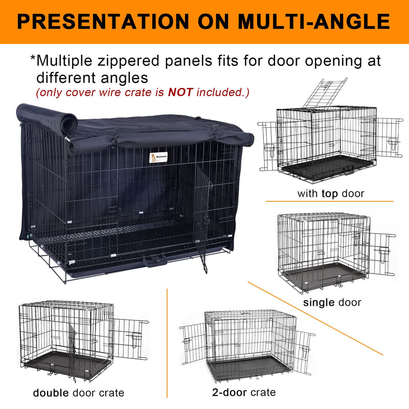 Dog Crate Cover Durable- Fits 24 30 36 42 48 Inches Wire Crate - Dog Kennel Cover for Medium and Large Dog - Heavy Duty Oxford Fabric with 1 2 3 Doors Rhombus Black-2 24 Inch - PawsPlanet Australia