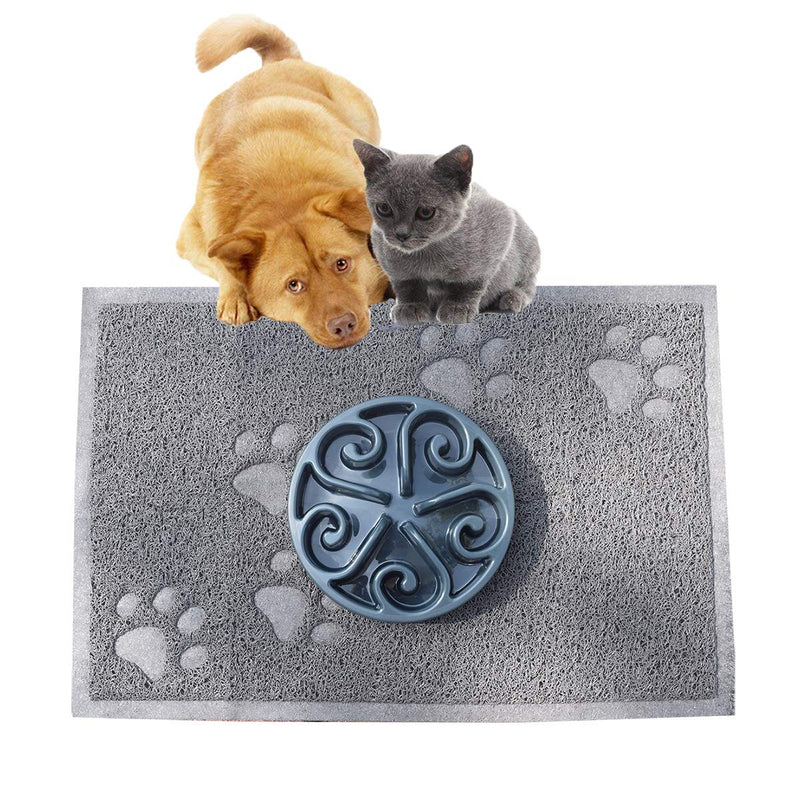 Cloud Heart Medium Size Pet Food Mat for Dogs and Cats, Waterproof Non-Slip Pet Feeding mat, Pet bowl mat, Door Mat,Cat Litter Tray Mat, 60x40cm,Dark Grey M-Rect Dark Grey - PawsPlanet Australia