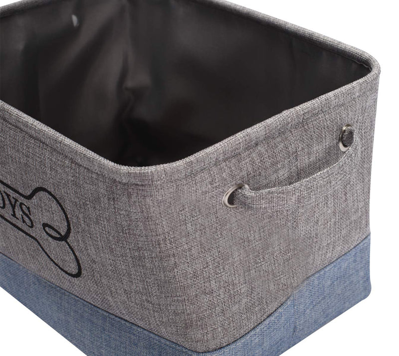 Morezi Durable canvas dog toy basket with handle, toy dog storage, doggie toy bin - Perfect for carry small dog puppy toys, blankets, chew toy, leashes and stuff - GrayBlue Gray Blue - PawsPlanet Australia