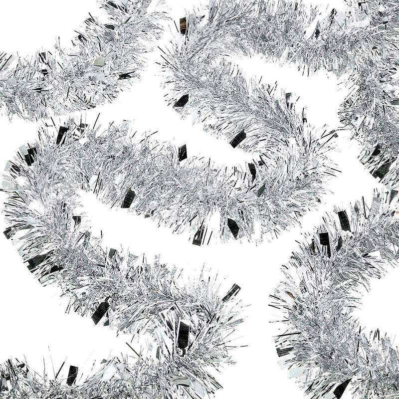 LeleCAT Christmas Tinsel Garland Bright Metallic Streamers Birthday Party Indoor and Outdoor Disco Party Supplies St. Patrick's Day Decorations,19 Feet Silver 19ft, Pack of 1 - PawsPlanet Australia