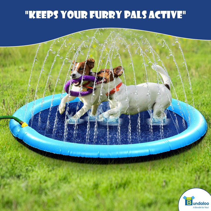 Bundaloo Dog Sprinkler Pool - Outdoor Water Splash Mat & Bathing Fountain for Pets - Thick PVC Material, Non-Slip Bottom, Connects to Standard Garden Hoses - Summer, Lawn & Yard Toy - 51” Diameter - PawsPlanet Australia