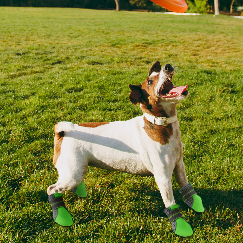 Weewooday 8 Pieces Pet Dog Shoes Breathable Dog Rain Boots with Reflective Strips Waterproof Puppy Paw Protector Anti-Slip Sole Pet Shoes Winter for Small Dogs Green, Black - PawsPlanet Australia