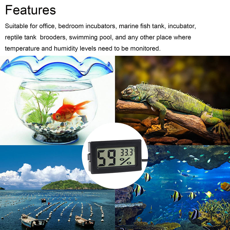 3 x Digital Thermometer Hygrometer, Dealikee Hygrometer Thermometer Mini Probe Thermometers Temperature Humidity Gauge Meter 1.5M Cable for Reptile Incubator Aquarium Poultry Office Living Room - PawsPlanet Australia