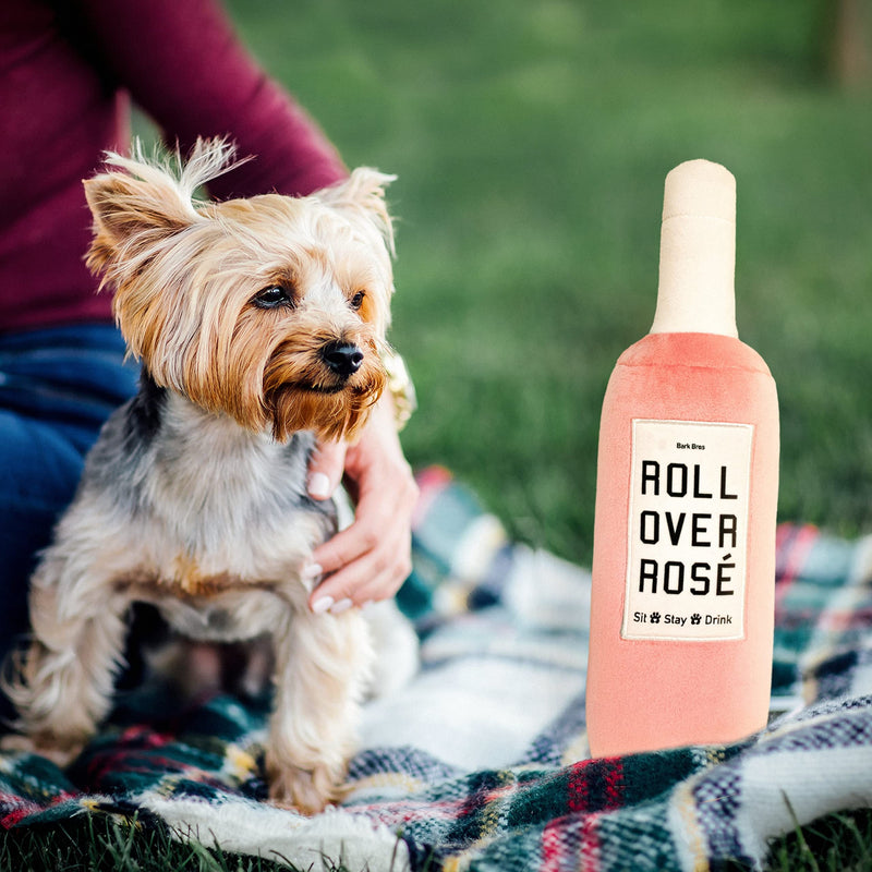 Bark Bros - Rose Wine Bottle Dog Toy - Plush Squeaky Dog Toys Funny Drink Parody - Rose Dog Toy - Alcohol Dog Toy - Dog Birthday Toy - Cute Dog Toys - Dog Gifts - Puppy Gifts - Boy and Girl Dog Toys Large - PawsPlanet Australia