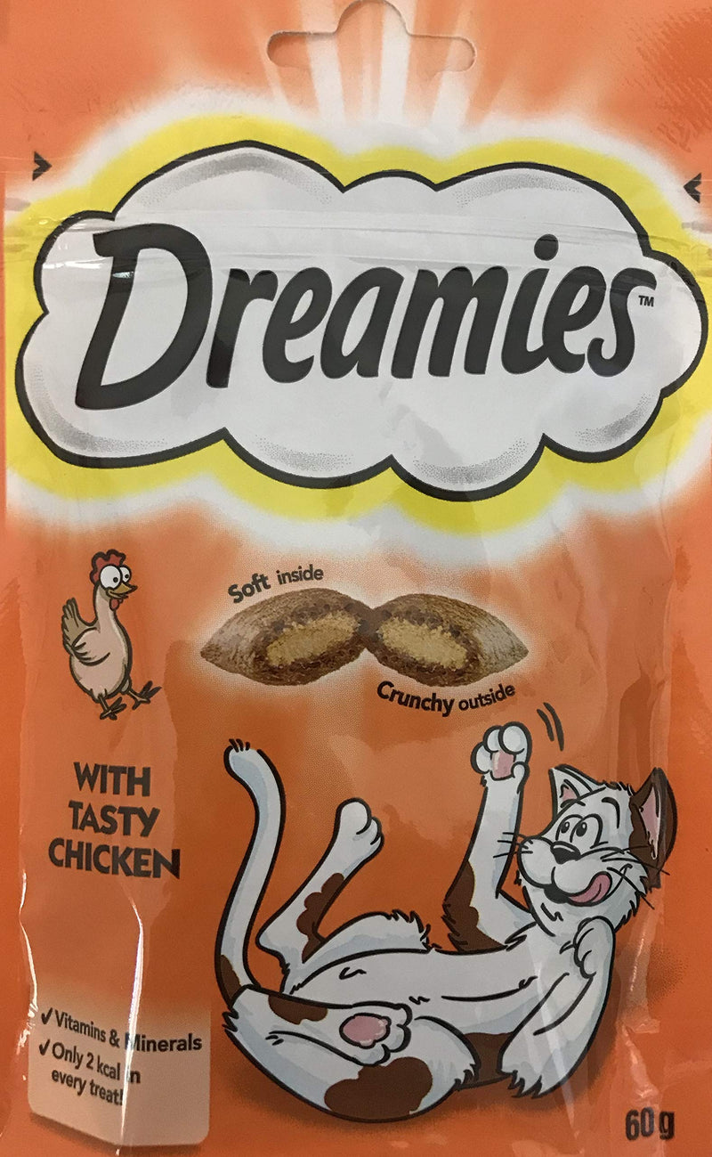 Dreamies Cat Treats Bundle - 2 Flavours - Tantalising Turkey and Tasty Chicken 60g (one of each) - PawsPlanet Australia