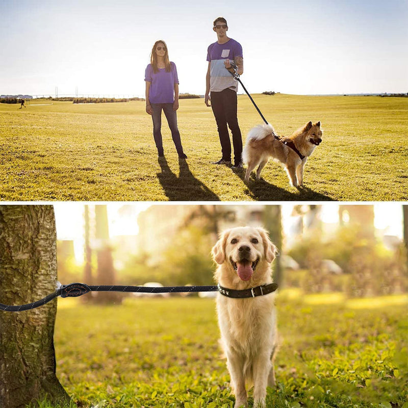 Trhillsbrad Dog Lead 3 m x 14 mm, Adjustable Dog Lead Large Medium Dog, Multifunctional Lead Double Lead Shoulder Lead Robust Black 1.4 cm - PawsPlanet Australia
