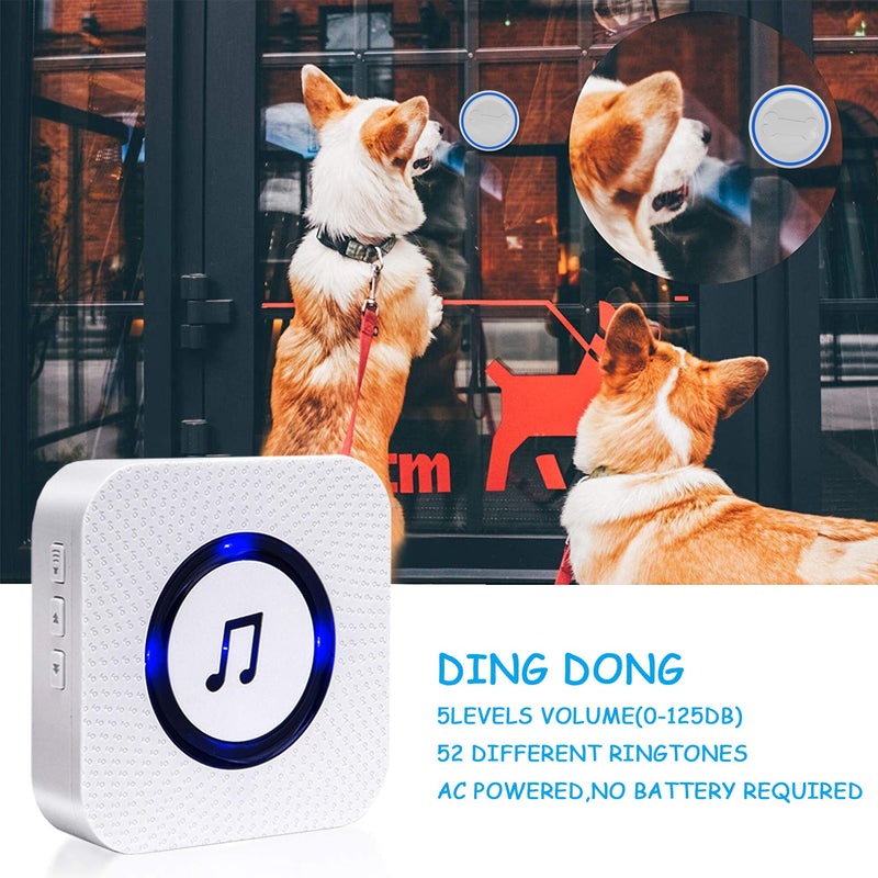 ChunHee Wireless Dog Doorbell for Potty Training Smart Dog Door Bell with Waterproof Button 2 Receiver+ 2 Button - PawsPlanet Australia