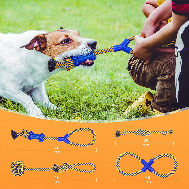 Nobleza - Pack of 10 Dog Toys, Ropes for Teething or Training, Dog Chew Rope Toy Durable Teething Pack for Puppy, knotted Cotton Toy, Ideal for Dental Care Dog Chew Toy Set with Box - PawsPlanet Australia