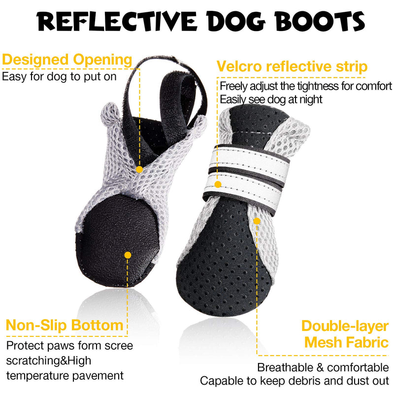 Weewooday 8 Pieces Breathable Dog Shoes for Hot Pavement Mesh Dog Shoes with Adjustable Reflective Straps Soft Nonslip Sole Puppy Boots Dog Paw Protector Boots for Small Medium Dogs (Red, Black,M) - PawsPlanet Australia