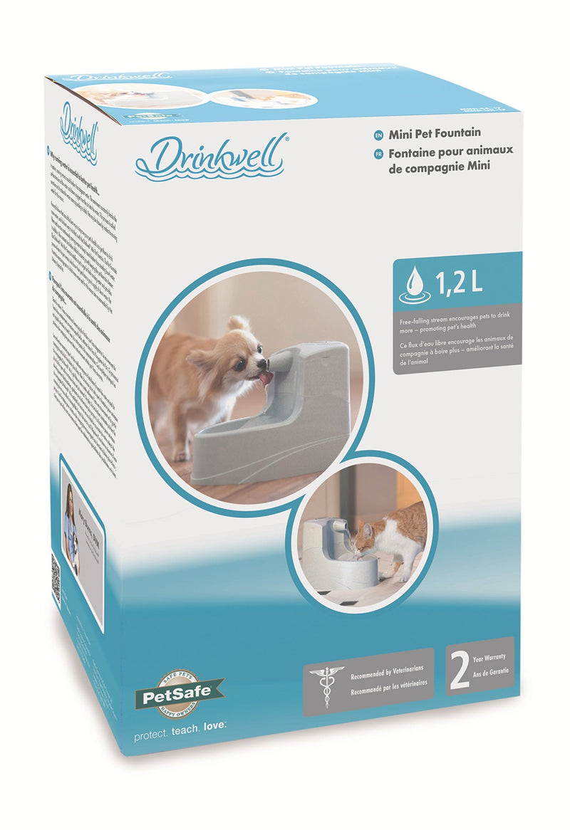 PetSafe Drinkwell, Anti Splash, Mini Pet Fountain, Silent, Compact, Easy Clean, Free Flowing, 1.2 Litre Drinking Fountain for All Pets - PawsPlanet Australia