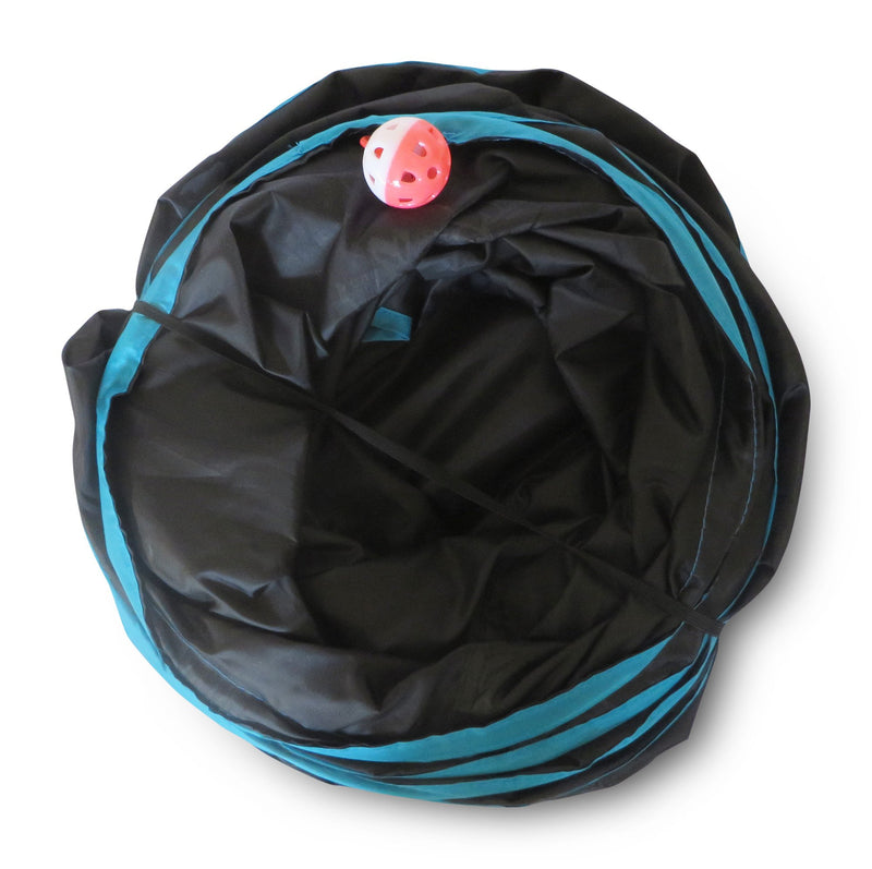 [Australia] - Feline Ruff Premium 3 Way Cat Tunnel. Extra Large 12 Inch Diameter and Extra Long. A Big Collapsible Play Toy. Wide Pet Tunnel Tube for Other Pets Too! Black/Blue 