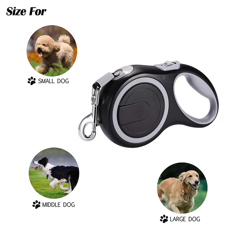 [Australia] - EC.TEAK Retractable Dog Leash, 26 Feet/16 Ft Dog Walking Leash for Small to Large Dogs up to 110lbs /44 lbs, One Button Break & Lock, Heavy Duty No Tangle Black 26FT 
